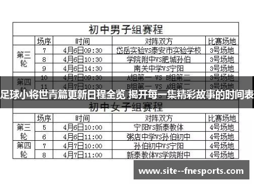 足球小将世青篇更新日程全览 揭开每一集精彩故事的时间表